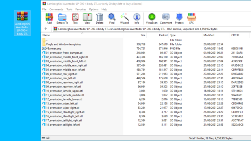 Lamborghini AVENTADOR STL body kit file list